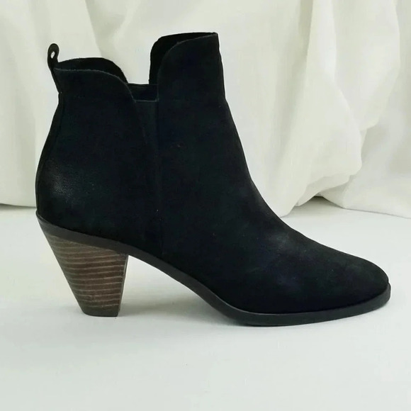 Lucky Brand 7M Women's Jana Black Leather Suede Elastic Side Ankle Boots/Booties - Picture 2 of 12